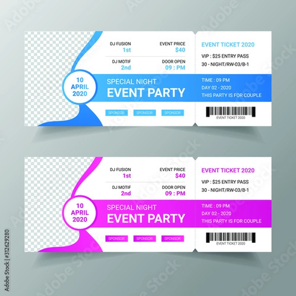 Fototapeta Dj party event ticket design template 