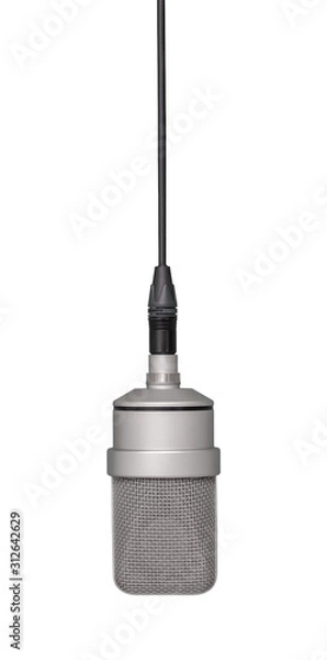 Obraz Mic - Professional large-diaphragm microphone hanging from a long cable