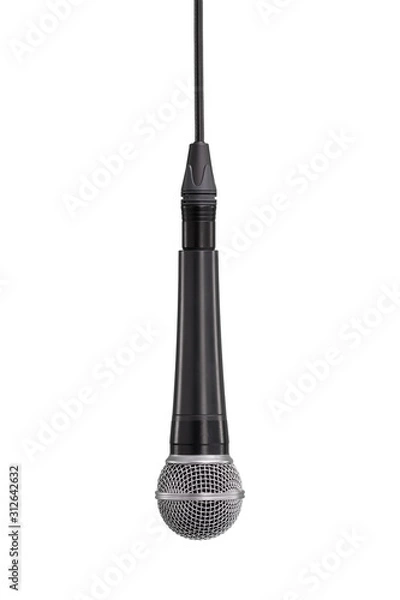 Obraz Mic - Professional dynamic microphone hanging from a cable