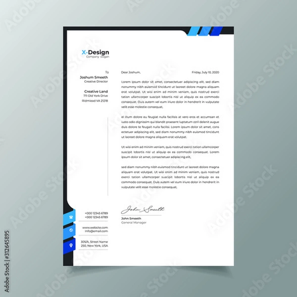 Fototapeta Minimalist Business Letterhead Design Template