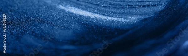Fototapeta Beautiful abstract bright dark blue background with streaks and stains. Banner format