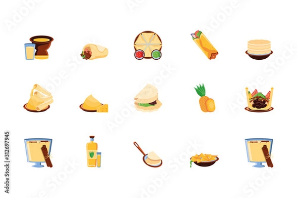 Obraz bundle mexican traditional set icons