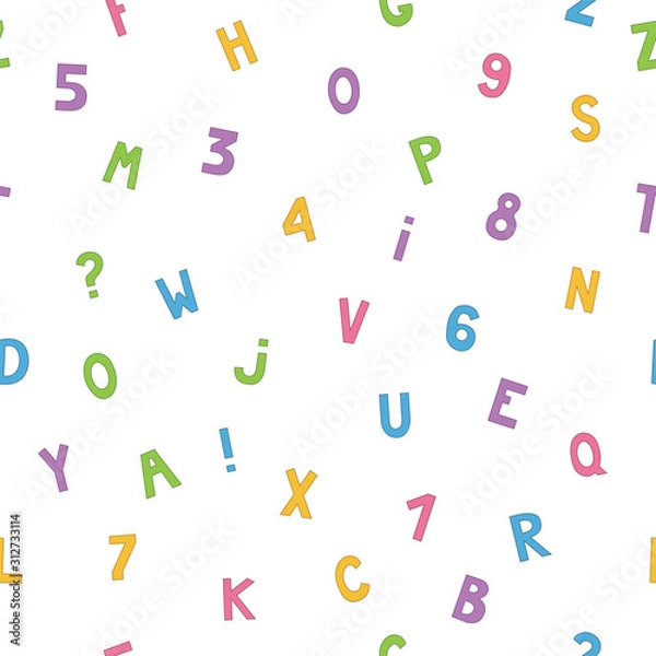 Obraz Seamless pattern with letters and numbers. Vector