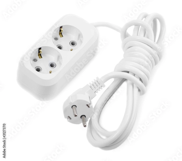Obraz white extension plug with two sockets