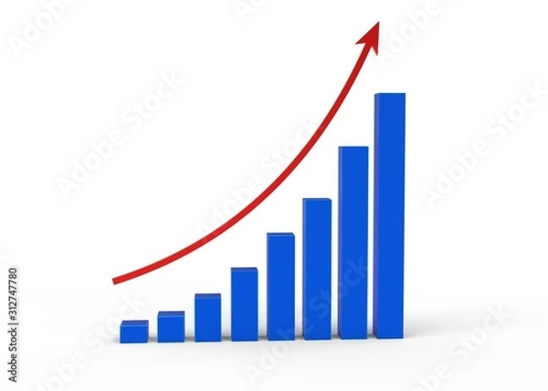 Obraz Business chart with arrow 3d rendering
