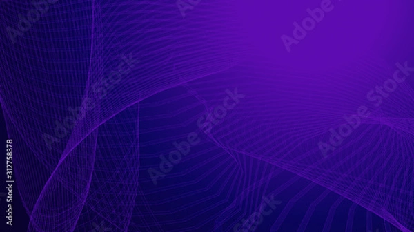Fototapeta Dot purple wave line light gradient dark background. Abstract technology big data digital background. 3d rendering.