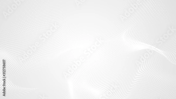 Fototapeta Dot white gray wave light technology texture background. Abstract big data digital concept. 3d rendering.