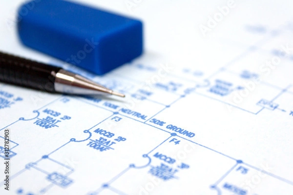 Fototapeta Blue print document