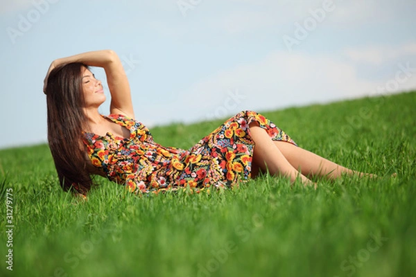 Obraz woman on grass