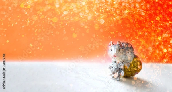 Obraz Lava festive banner, concept of Happy Chinese New Year of metal rat