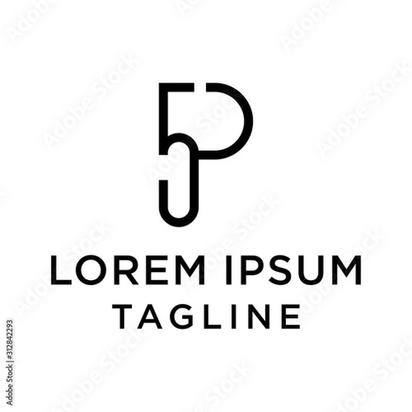 Fototapeta initial letter logo 5P, P5 logo template 