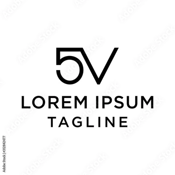 Fototapeta initial letter logo 5V, V5 logo template 