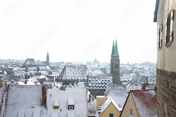 Obraz medieval city in snow