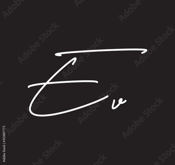 Fototapeta Couple Cursive Letters Initial Signature Handwriting Calligraphy