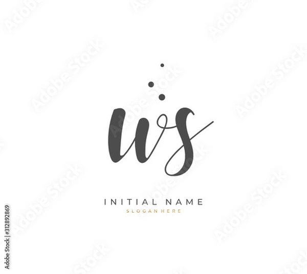 Obraz Handwritten letter W S WS for identity and logo. Vector logo template with handwriting and signature style.