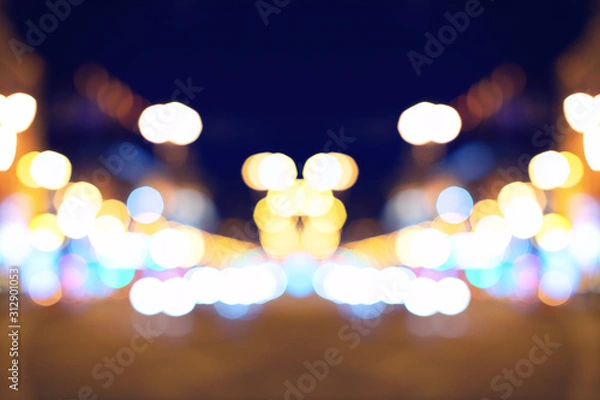 Fototapeta Night city street. Bokeh light, abstract background. Blurred image.