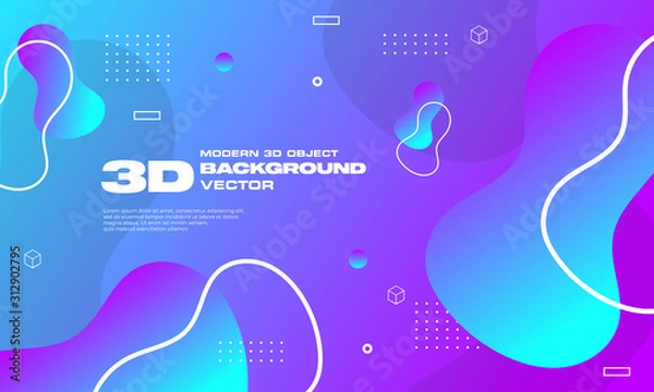 Fototapeta 3D modern liquid geometric background with gradient style and fresh color theme. Editable to any media such as banner , poster , backdrop and more. Vector illustration EPS 10