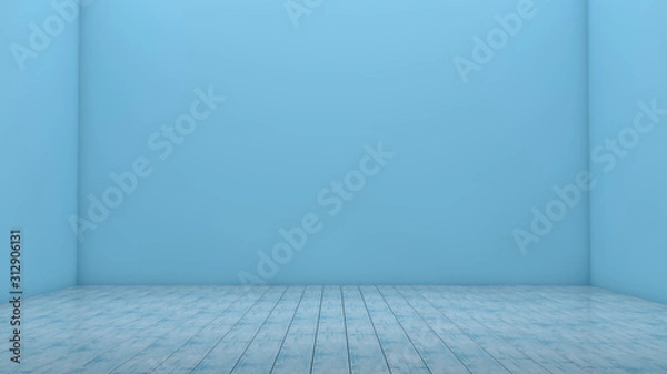Fototapeta Empty Room Wooden Floor Wall, 3D Rendering