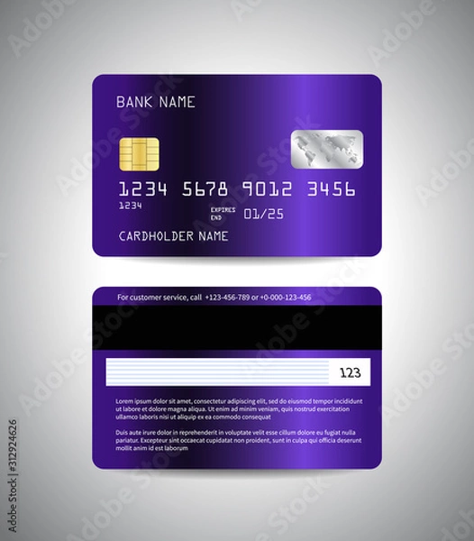 Obraz Vector credit cards set with colorful ultra violet abstract background design
