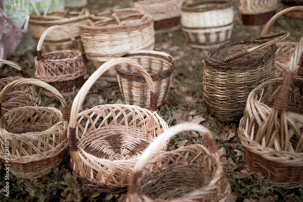 Fototapeta Wicker baskets from rods