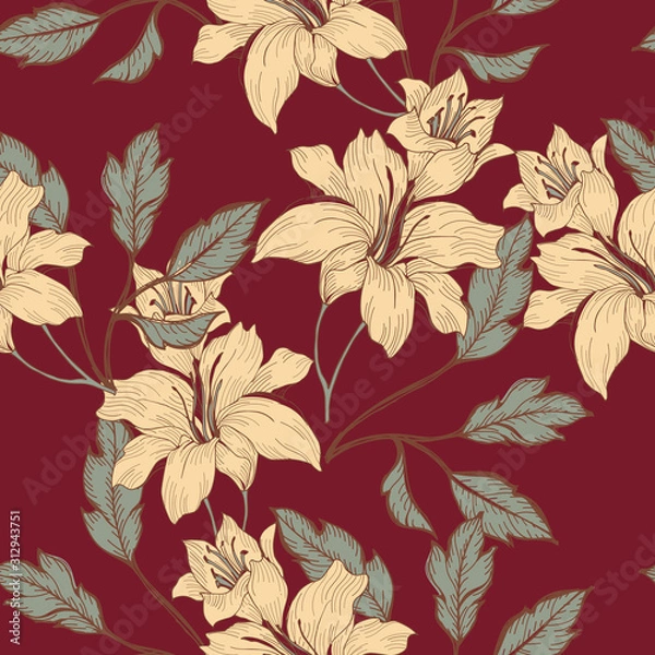 Obraz Beautiful seamless floral pattern background.