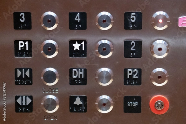Obraz Elevator Buttons to Different Floors