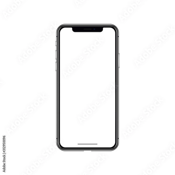 Fototapeta The contour model of a trendy smartphone with a blank screen for your advertising, text, filling, applications or hand holding.