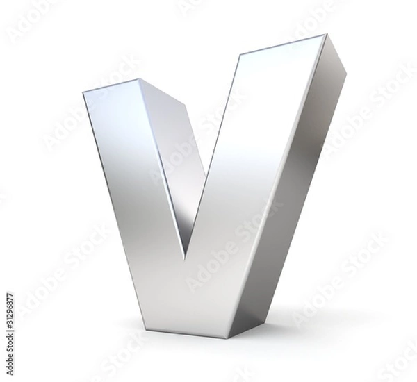 Obraz 3d metal letter v