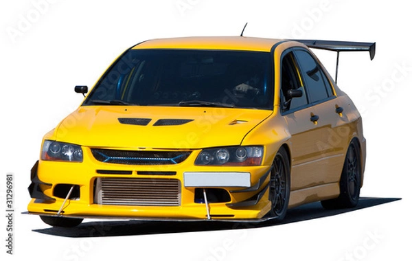 Obraz Yellow car isolated on a white