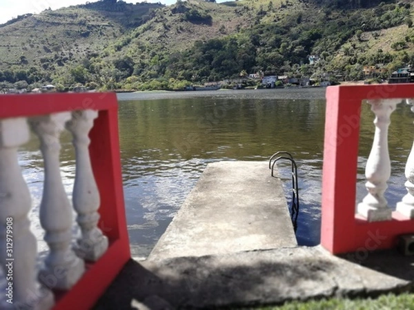 Obraz dock view with mountains in the background