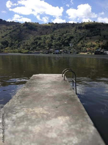 Obraz dock view with mountains in the background
