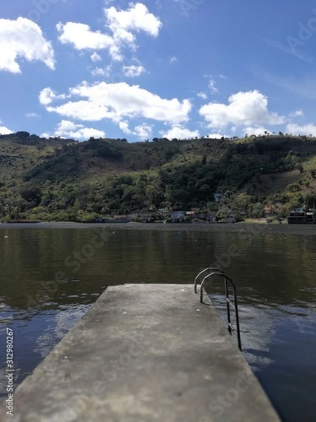 Obraz dock view with mountains in the background