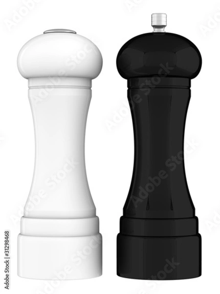 Fototapeta A render of a salt shaker and a pepper grinder