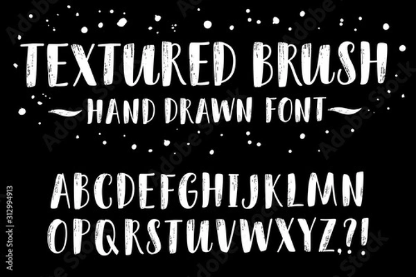 Fototapeta Hand drawn textured brush vector ABC letters set.