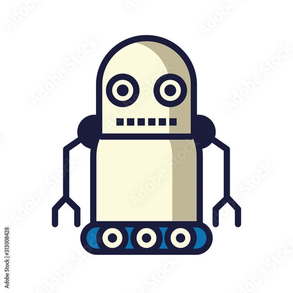 Fototapeta robot with wheels cyborg isolated icon