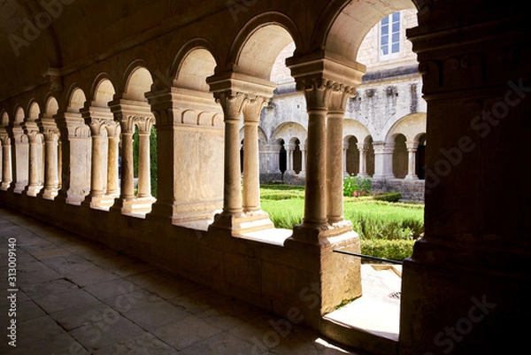 Obraz Garden and patio of the old monastery Notre-Dame de Sénanque in the Provence in France