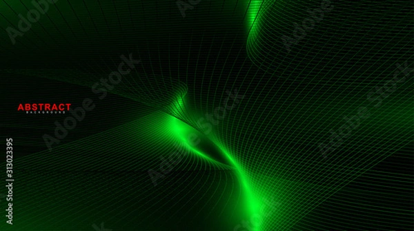 Obraz abstarct geometric background. Glowing line wave on dark. New texture for your design.