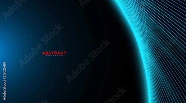 Fototapeta abstarct geometric background. Glowing line wave on dark. New texture for your design.