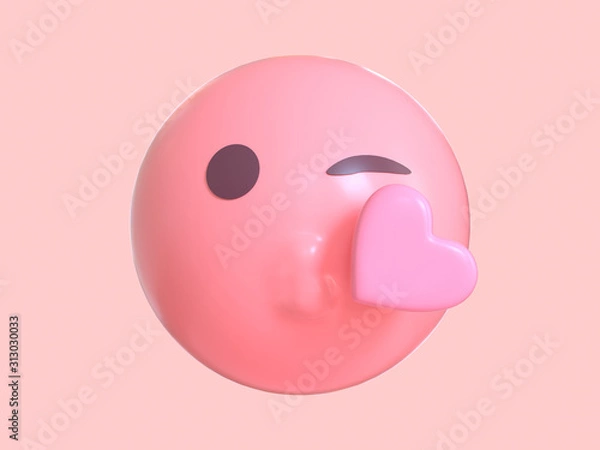 Obraz love emotion cartoon character pink emoji 3d render