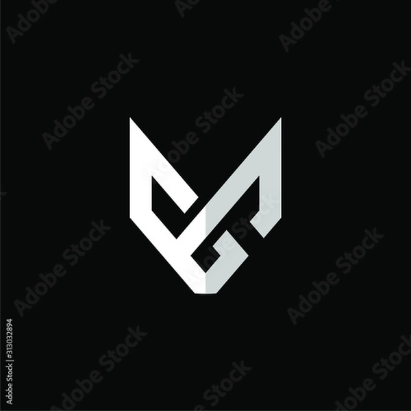 Fototapeta Initial letter EG logo template with modern fox head symplicity in flat design monogram illustration