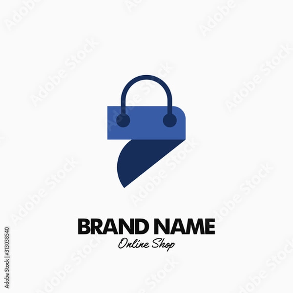 Fototapeta Shopping bag. Vector logo design. Business concept icon.