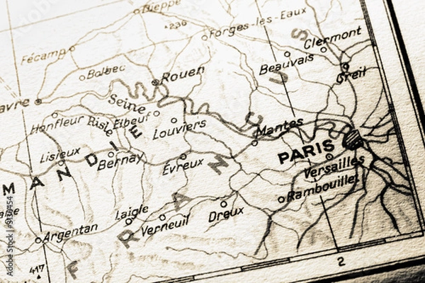 Fototapeta france map with paris