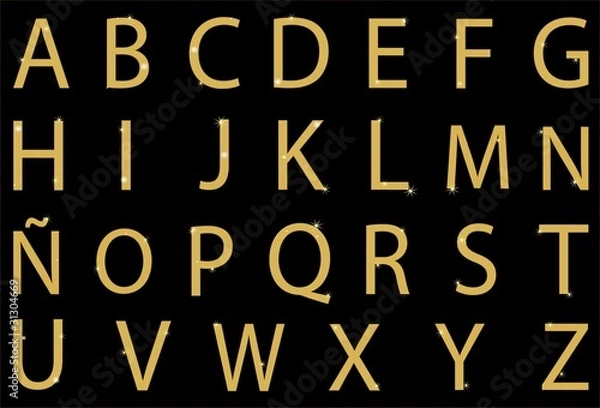 Obraz Abecedario con letras doradas