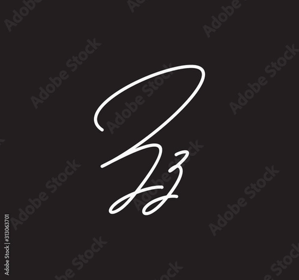 Fototapeta Couple Cursive Letters Initial Signature Handwriting Calligraphy