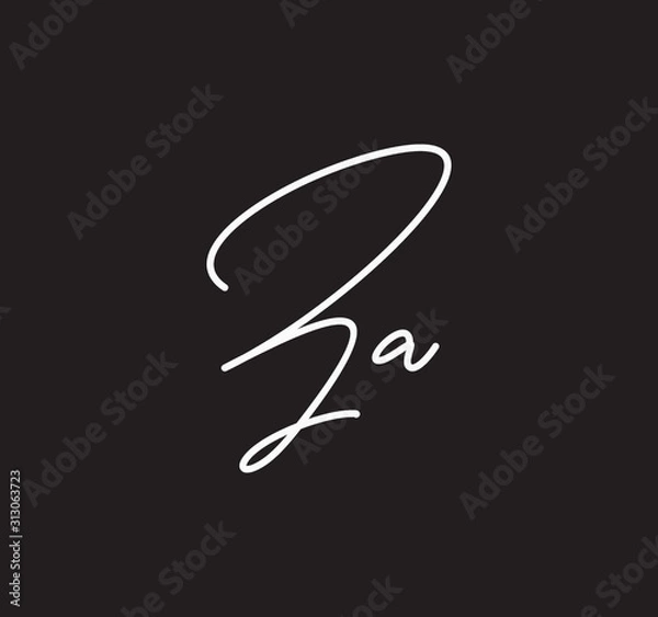 Fototapeta Couple Cursive Letters Initial Signature Handwriting Calligraphy