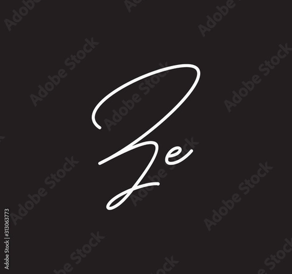 Fototapeta Couple Cursive Letters Initial Signature Handwriting Calligraphy