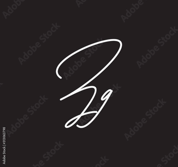 Fototapeta Couple Cursive Letters Initial Signature Handwriting Calligraphy