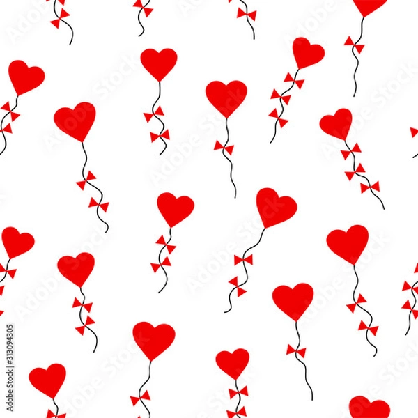 Fototapeta Vector illustration of Valentines day pattern seamless with heart-shaped kites