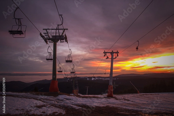 Obraz Cable car in the evening light