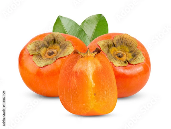 Obraz fresh ripe persimmons isolated on white background
